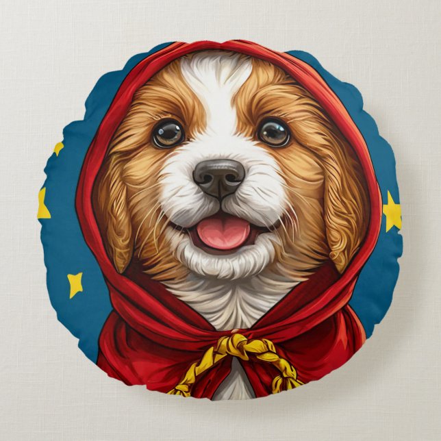 Coussins Ronds Chien de dessin animé pour décoration de chambre d (Devant)
