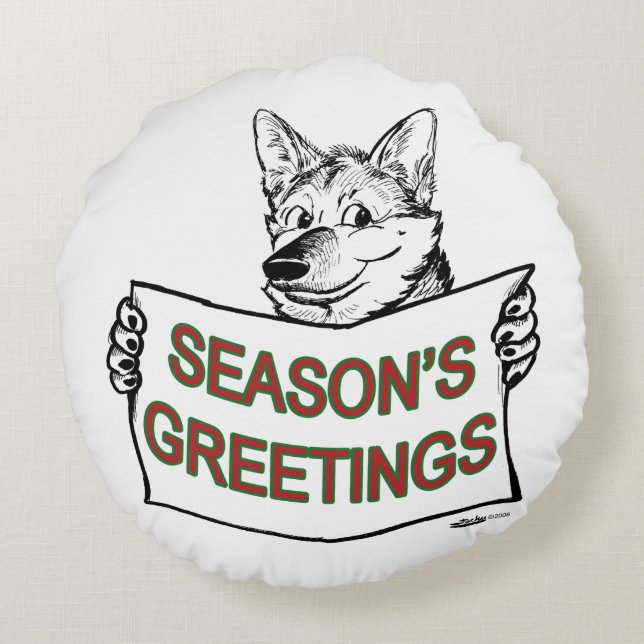 Coussins Ronds Chien de Noël : Bonnes Fêtes ! (Dos)