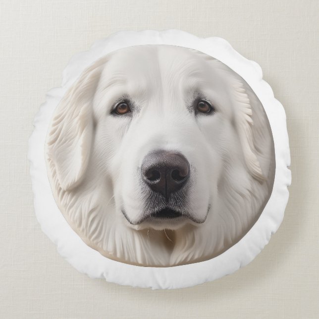 Coussins Ronds Chien des Grands Pyrénées 3D Inspiré (Devant)