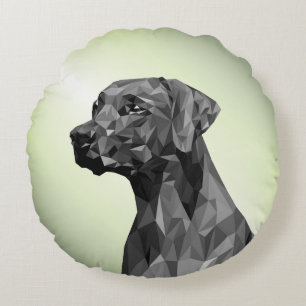 Coussins Ronds Chien géométrique gris sur fond vert