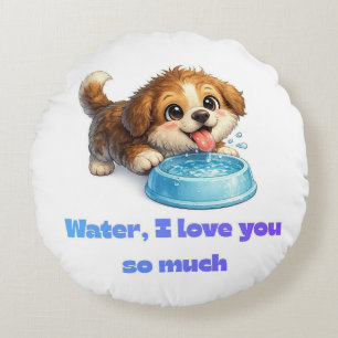 Coussins Ronds Chien heureux mignon amateur d'eau design inspiran