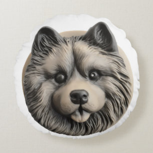 Coussins Ronds Chien Keeshond Inspiré 3D