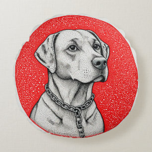 Coussins Ronds Chien labrador à l'intérieur d'un cercle décoratif