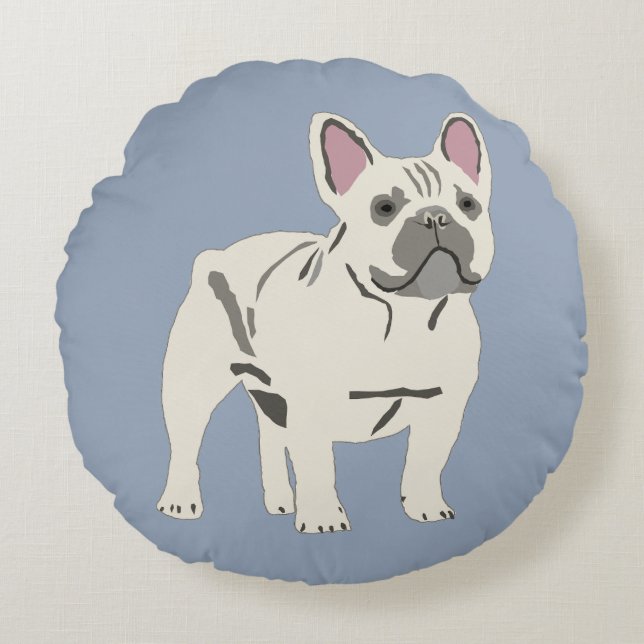Coussins Ronds Chien mignon, bouledogue français (Devant)