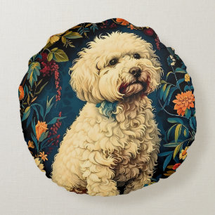 Coussins Ronds Chien Motif Vintage Forêt Floral Jardin