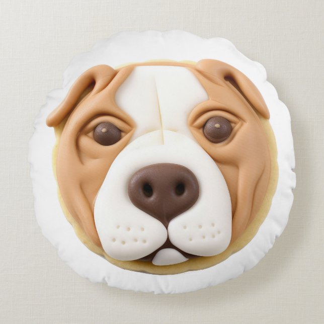 Coussins Ronds Chien Pitbull Inspiré 3D (Devant)