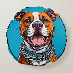 Coussins Ronds Chien Pitbull mignon