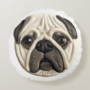 Coussins Ronds Chien Pug 3D Inspiré