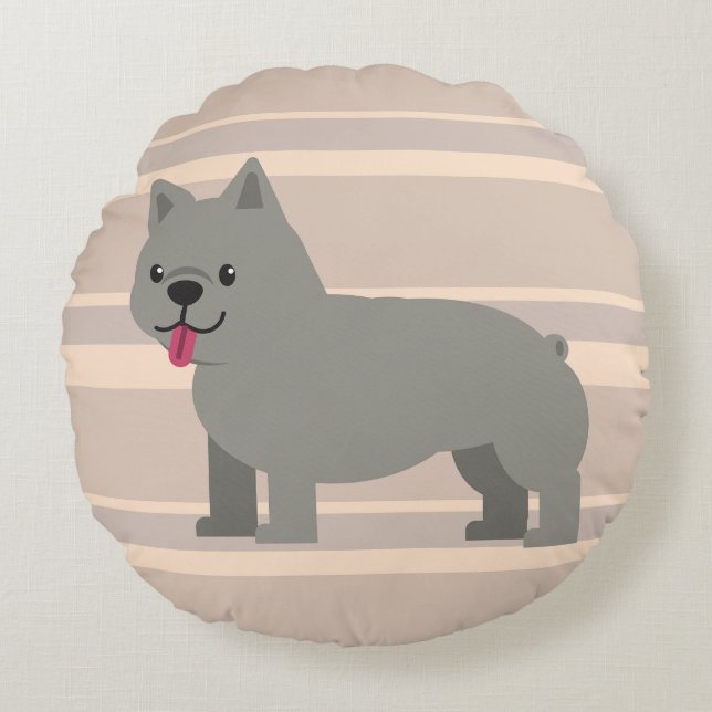 Coussins Ronds Chien-taureau Français Gris, Gris (Devant)