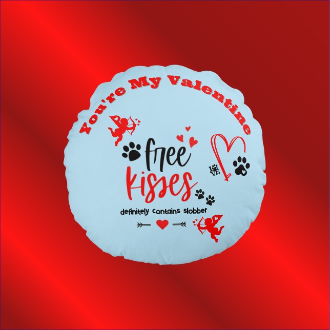 Coussins Ronds Chien Valentine - Baisers Gratuits Contient Défini (Créateur téléchargé)