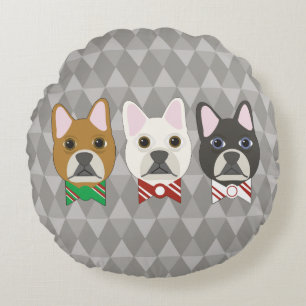 Coussins Ronds Chiens de vacances Diamant Gris