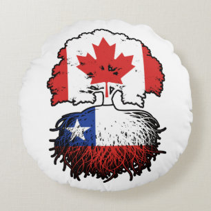 Coussins Ronds Chili Chilien Canada Drapeau des racines d'arbres