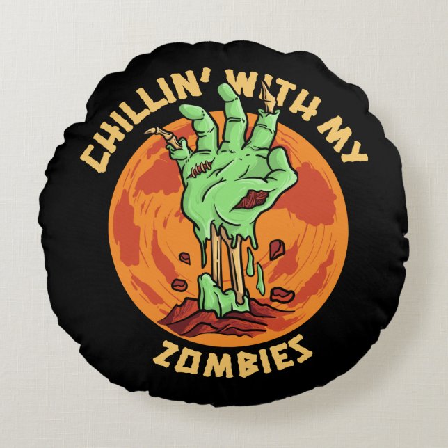 Coussins Ronds Chillin avec mes zombies  (Devant)