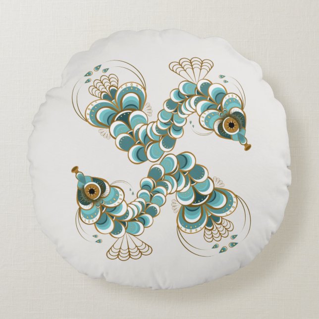 Coussins Ronds Chimera - Hippocampe de mer de Peacock à lancer ro (Devant)