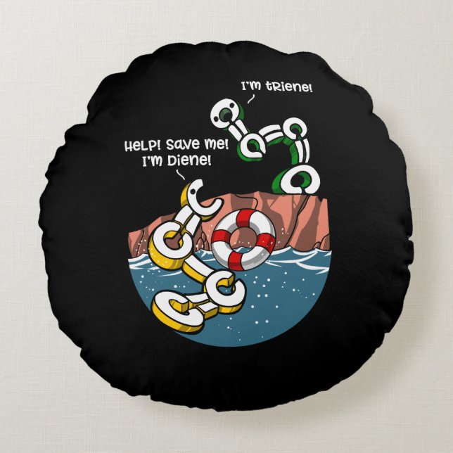 Coussins Ronds Chimie Science Diene et Triene Funny Joke (Devant)