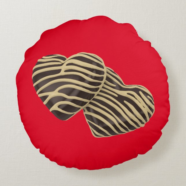 Coussins Ronds Chocolat bonbons coeurs brun rouge amour romantiqu (Dos)