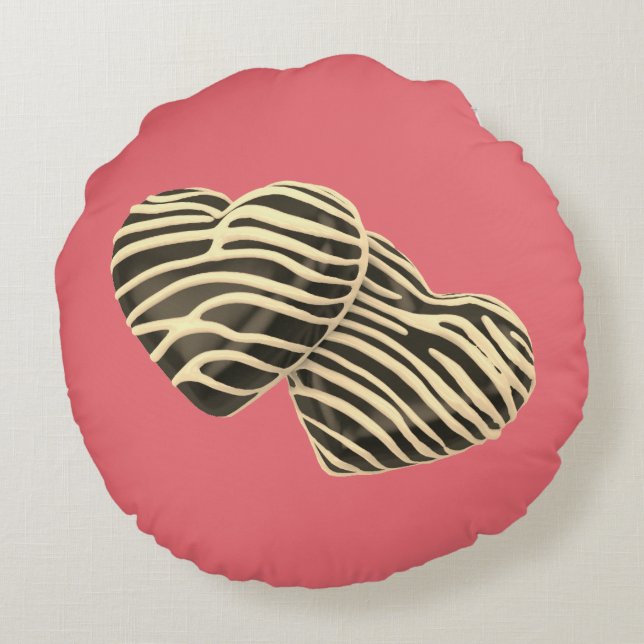 Coussins Ronds Chocolat bonbons coeurs mignon rose amour (Dos)