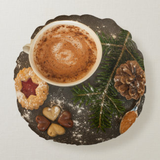 Coussins Ronds Chocolat chaud de Noël