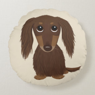Coussins Ronds Chocolat mignon à pois longs Chien Brown Dachshund
