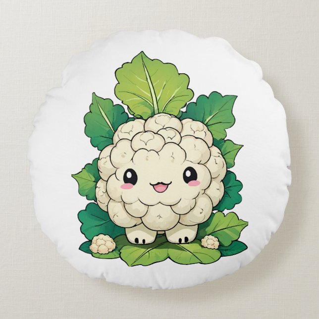 Coussins Ronds Chou-fleur Kawaii (Devant)