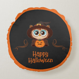 Coussins Ronds Chouette/Automne/Automne/Halloween/citrouille