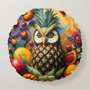 Coussins Ronds Chouette d'ananas serène mignonne Imaginaire