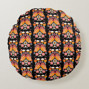 Coussins Ronds Chouette d'art populaire