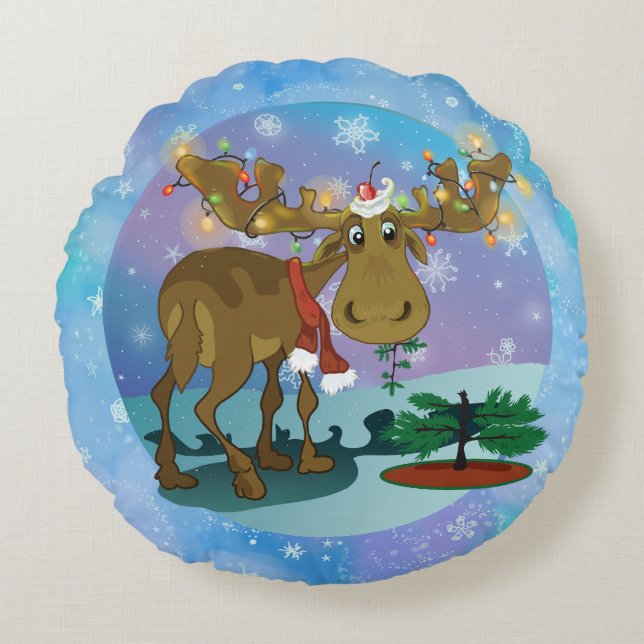 Coussins Ronds Christmas Moose (Devant)