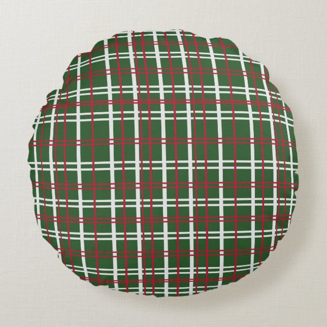 Coussins Ronds Christmas Plaid Red, Green, White (Devant)