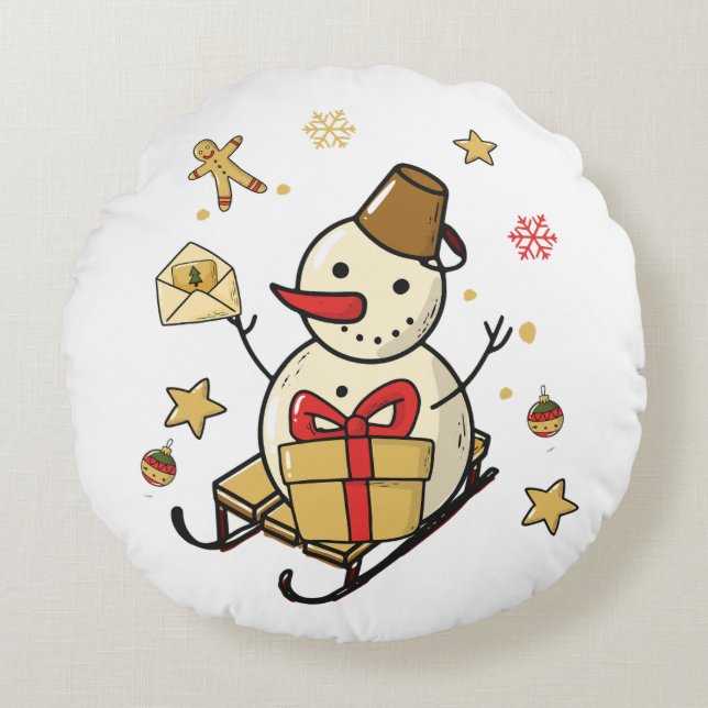 Coussins Ronds Christmas Snowman (Devant)
