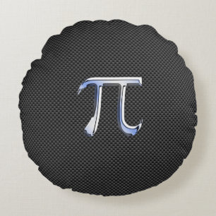 Coussins Ronds Chrome comme Pi Symbole sur Carbon Fiber Style
