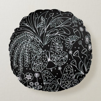 Coussins Ronds Chuchotements de la ligne botanique Nature Art Lo