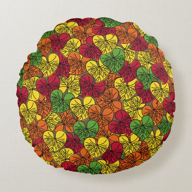 Coussins Ronds Chute d'amour - Feuilles d'automne (Devant)