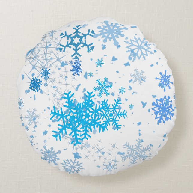 Coussins Ronds Chute de neige de Noël (Dos)
