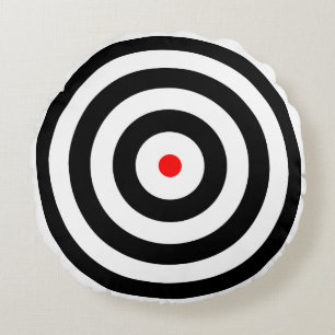 Coussins Ronds Cible noir et blanc avec centre rouge