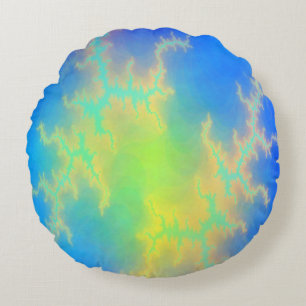 Coussins Ronds Ciel bleu et boulons de foudre jaune doré