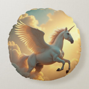 Coussins Ronds Ciel de licorne magique Monogramme Nom
