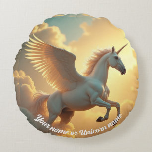 Coussins Ronds Ciel de licorne magique Monogramme Nom
