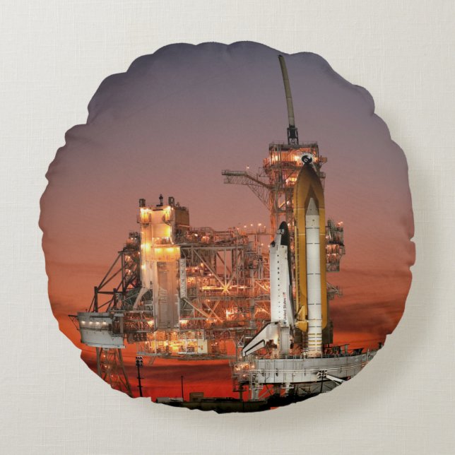 Coussins Ronds Ciel rouge pour le lancement de la navette spatial (Devant)