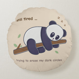 Coussins Ronds Citation de Panda Paresseux – Encore Fatigué & Cer