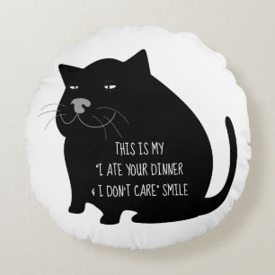 Coussins Ronds Citation drôle de chat noir gros et suffisant