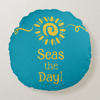 Coussins Ronds Citation du jour de la Maison de la mer Sun Blue Y