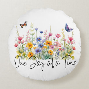 Coussins Ronds Citation Inspirante de Fleur Sauvage Un Jour à la