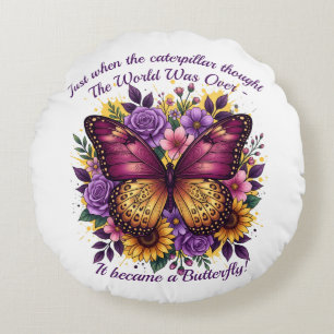 Coussins Ronds Citation Papillon Inspiration Encouragement