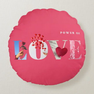 Coussins Ronds Citation sur le Pouvoir de l'Amour Anniversaire Ro