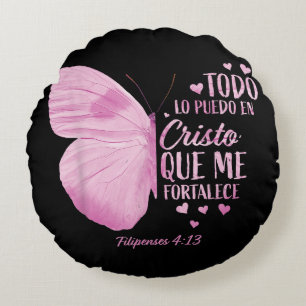 Coussins Ronds Citations de vers religieux espagnols pour femmes 