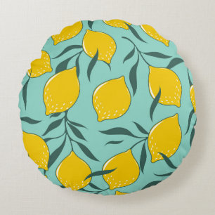 Coussins Ronds Citron Art Mode Abstrait sans couture
