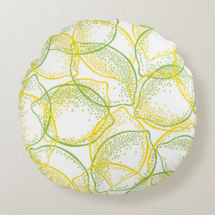 Coussins Ronds Citrons et Limes : Motif frais.