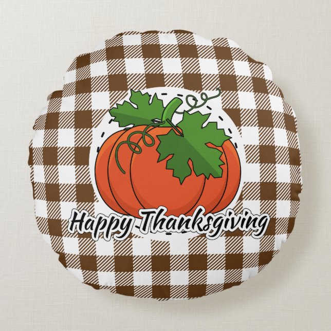 COUSSINS RONDS CITROUILLE BROWN - BON THANKSGIVING (Devant)