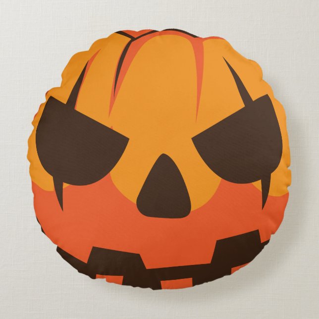 Coussins Ronds Citrouille de Jack o Lantern Halloween (Devant)